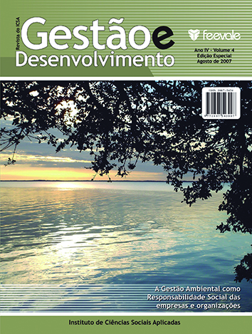 					Visualizar v. 4 n. 2 (2007): Edição Especial: A Gestão Ambiental como Responsabilidade Social das empresas e organizações
				
